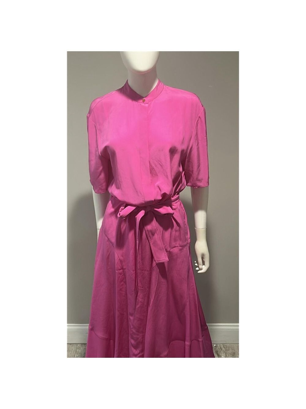 Stella McCartney Pink Asymmetrical Silk Midi Dress Size 4 (42) - Picture 8 of 11